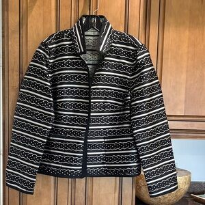 Elegant Black and White Patterned Women's Blazer reversible